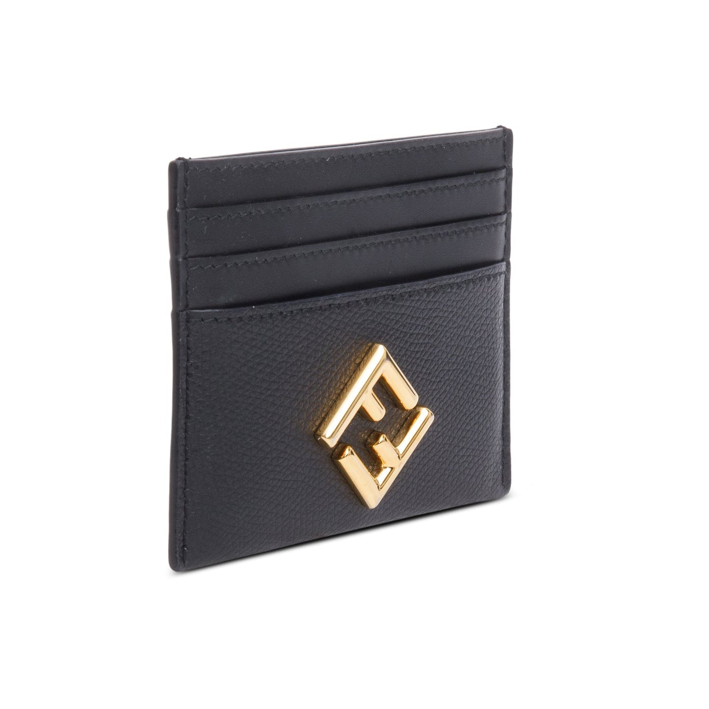 Fendi 2023 Black Calfskin Leather FF Diamonds Card Case