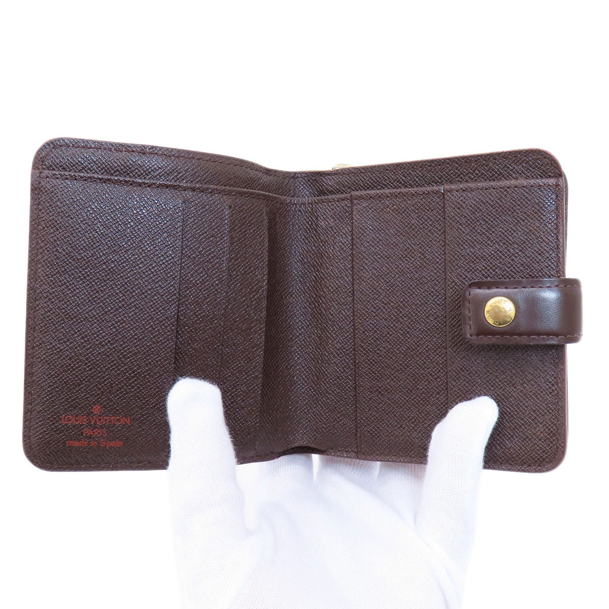 LOUIS VUITTON Bifold Wallet M61668 Damier canvas Brown Compact Zip Damier Ebene Women  d