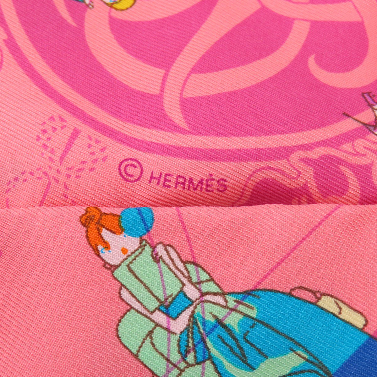 HERMES scarf silk pink Twilly Women  d
