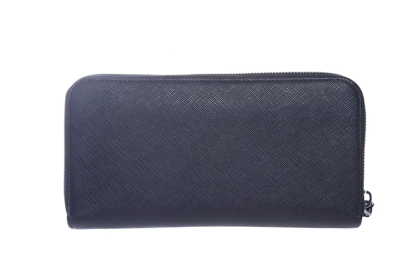 Prada Black Saffiano Leather Zip Around Wallet