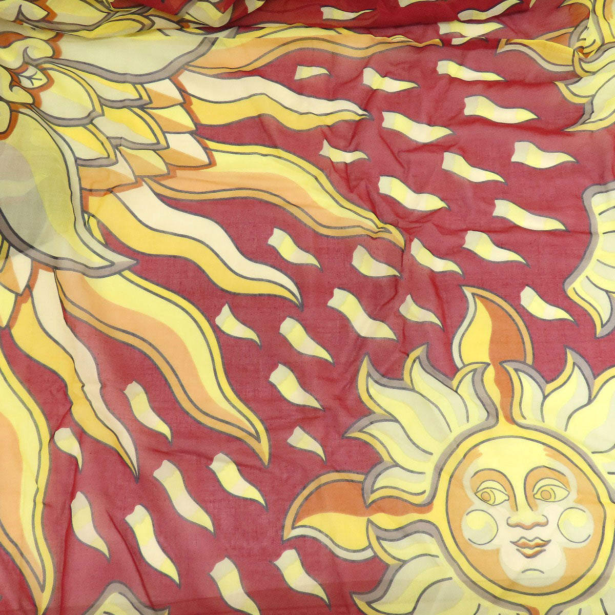 HERMES Stall cotton Brown Sun pattern large scarf Women  d
