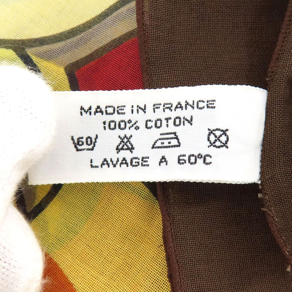 HERMES Stall cotton Brown Sun pattern large scarf Women  d