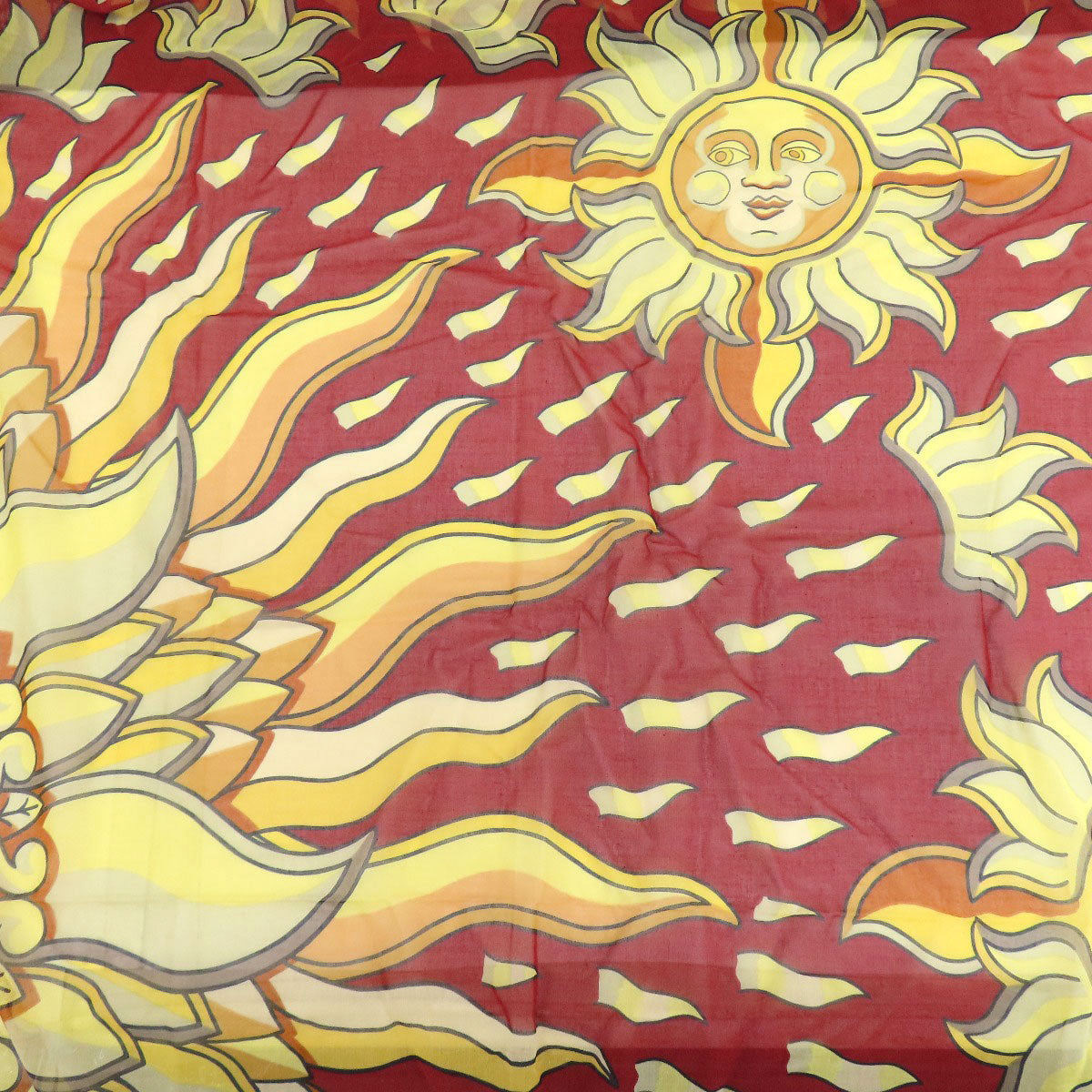 HERMES Stall cotton Brown Sun pattern large scarf Women  d