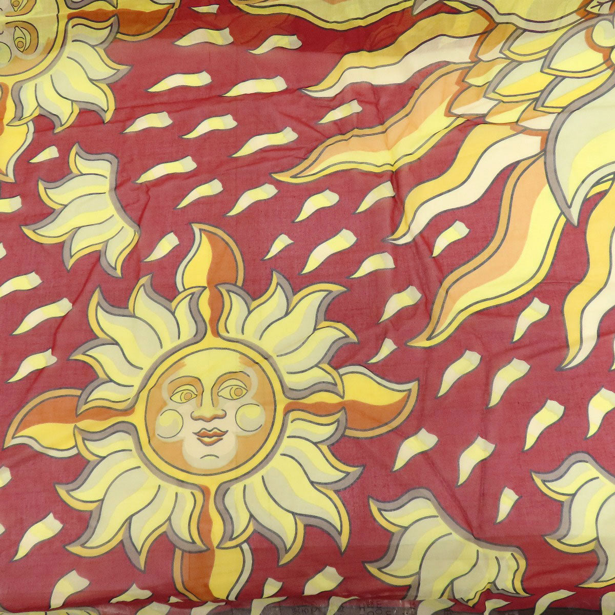 HERMES Stall cotton Brown Sun pattern large scarf Women  d