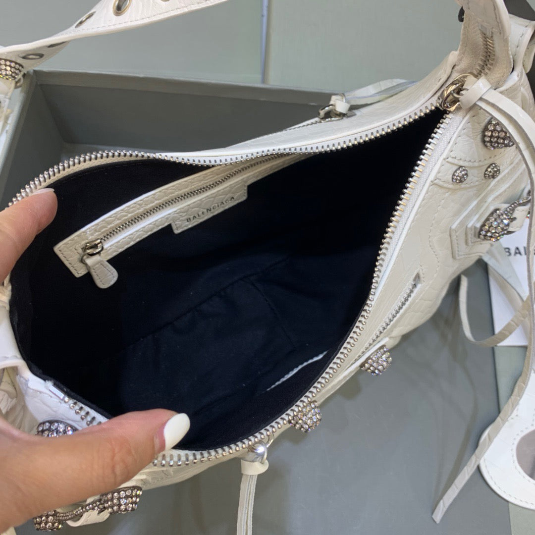 Top Quality Le Cagole XS Shoulder Bag In White, For Women,  Bags 13in/33cm 700940210BK9104