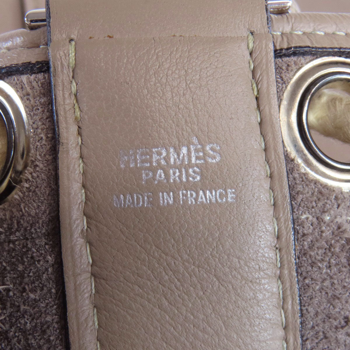 HERMES Tote Bag Calfskin gray Lunch one belt Women  d
