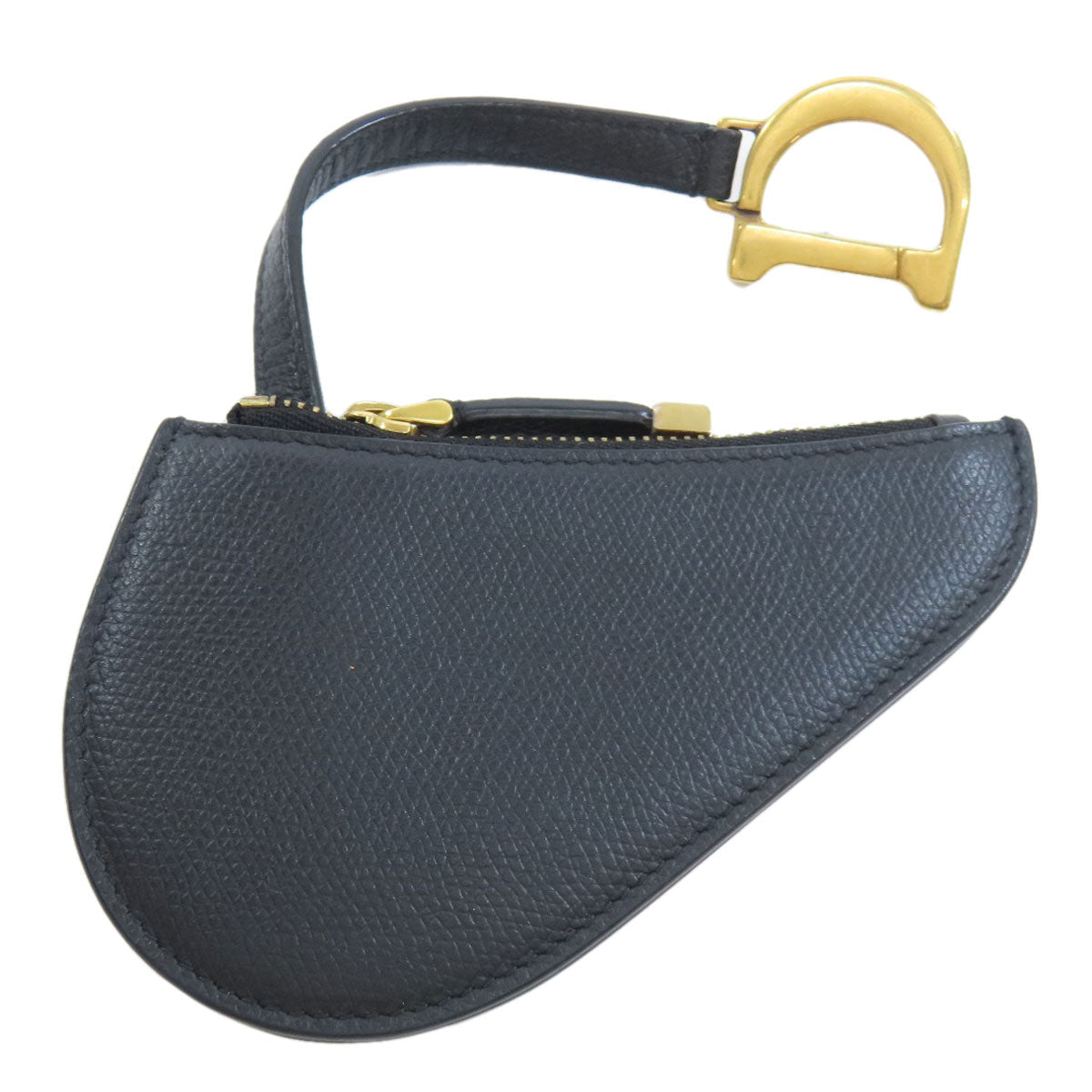 Christian Dior Coin case leather black saddle Women