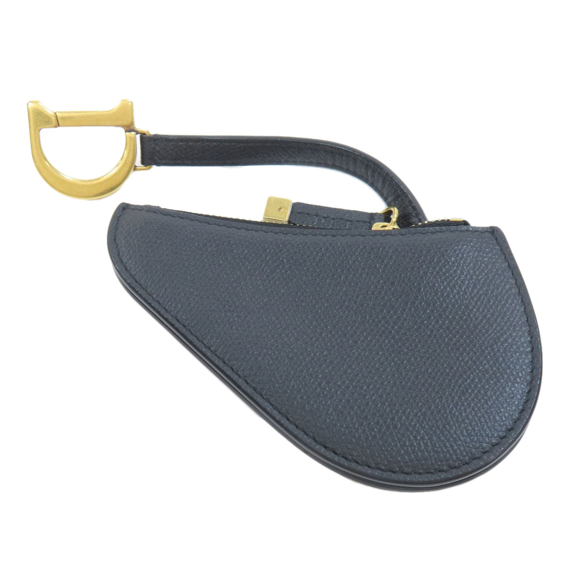 Christian Dior Coin case leather black saddle Women