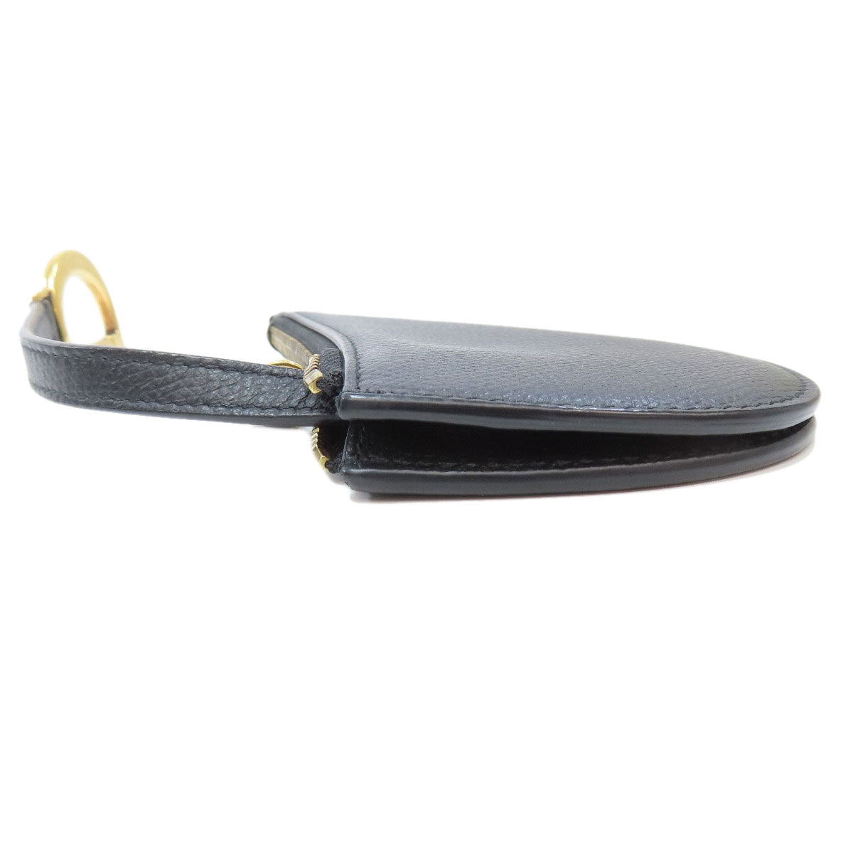 Christian Dior Coin case leather black saddle Women