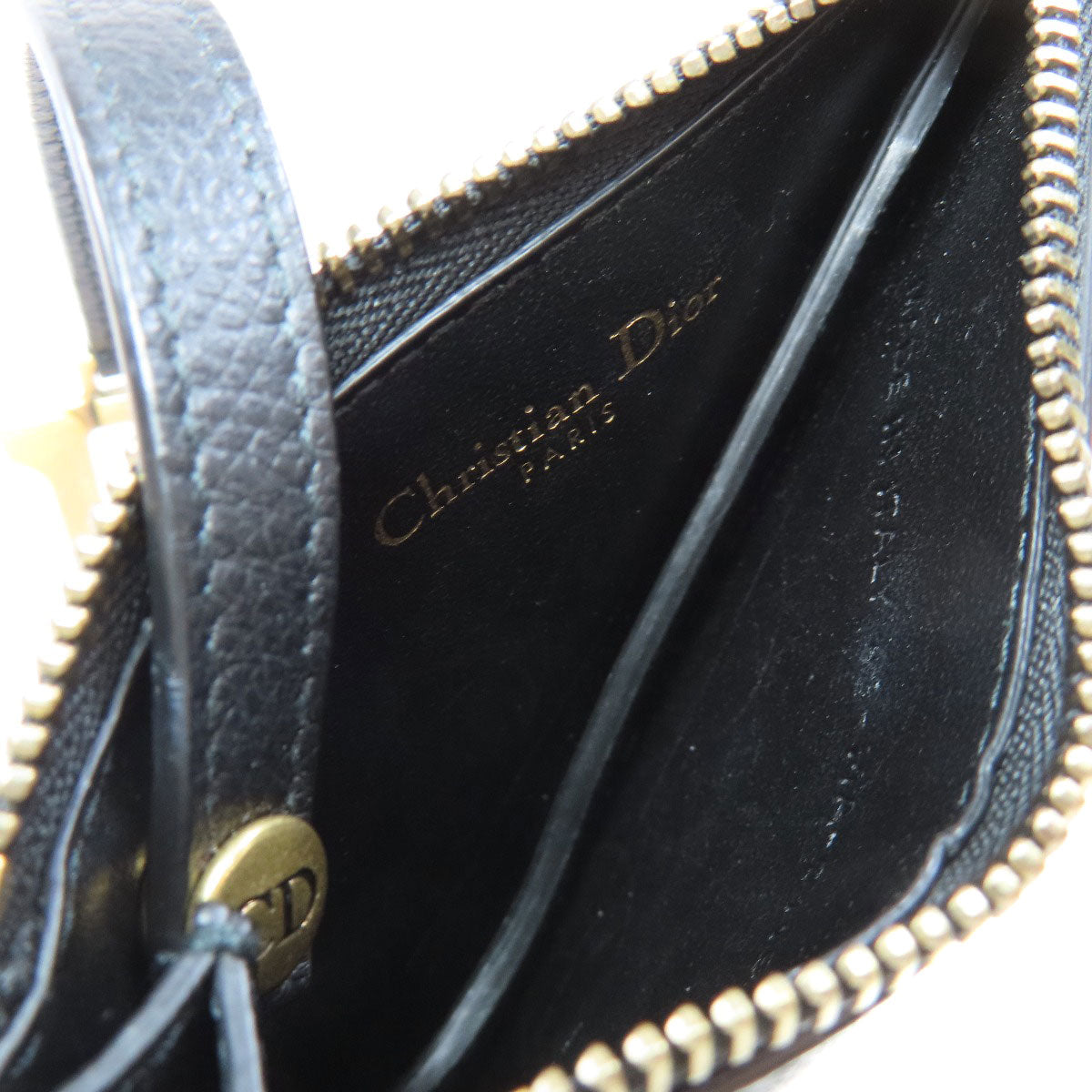 Christian Dior Coin case leather black saddle Women