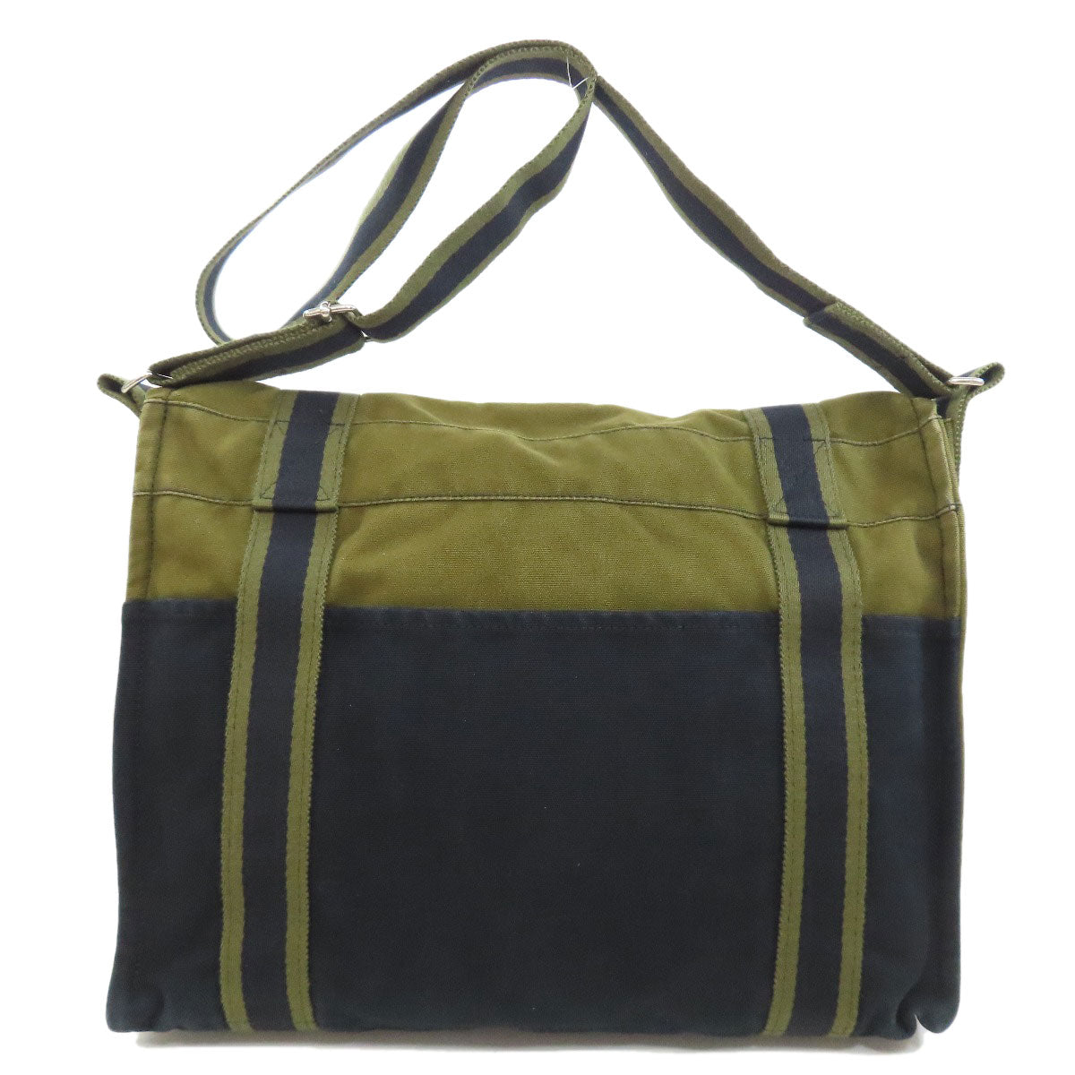 HERMES Shoulder Bag canvas black Sac Fourre Tout Bassus Women  d