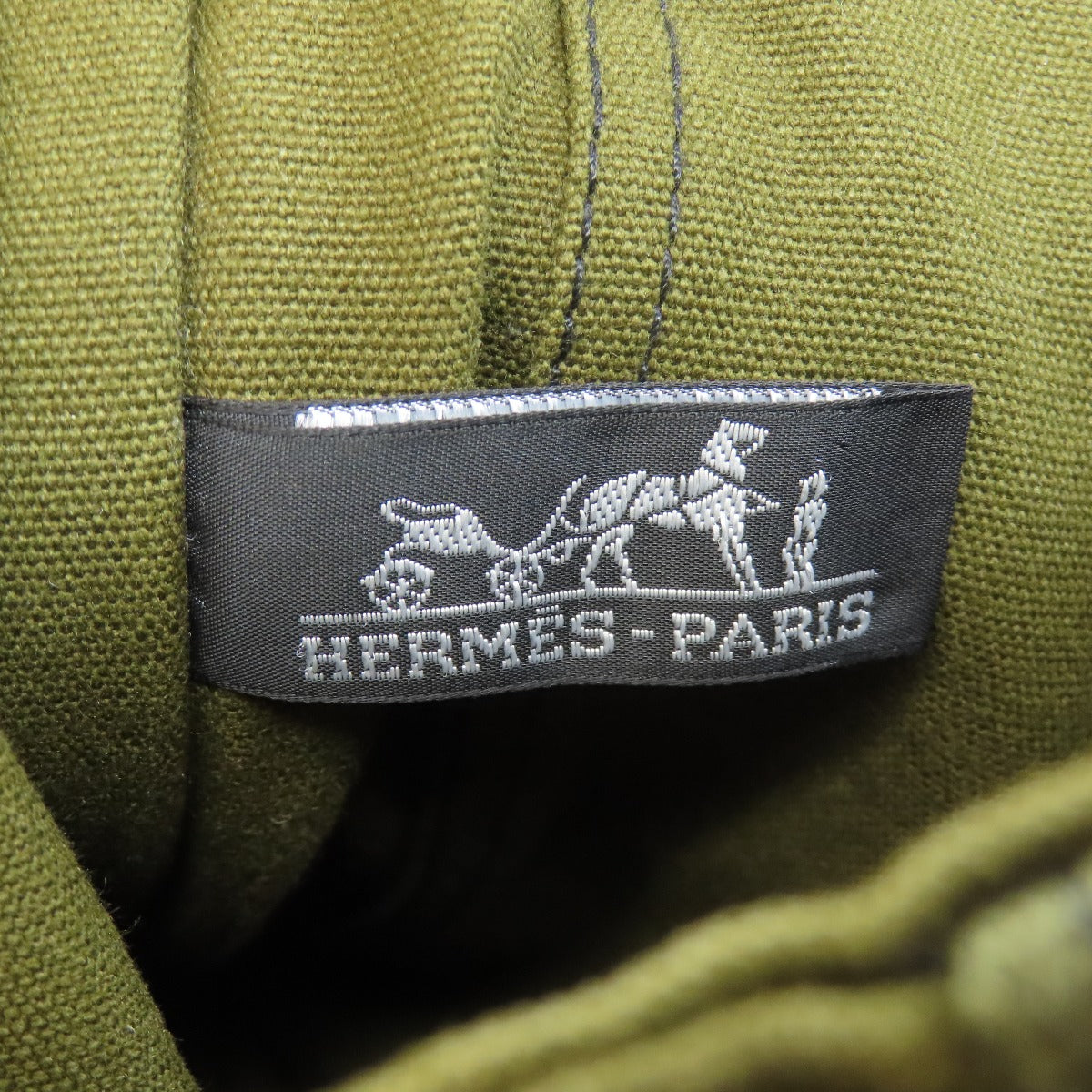 HERMES Shoulder Bag canvas black Sac Fourre Tout Bassus Women  d