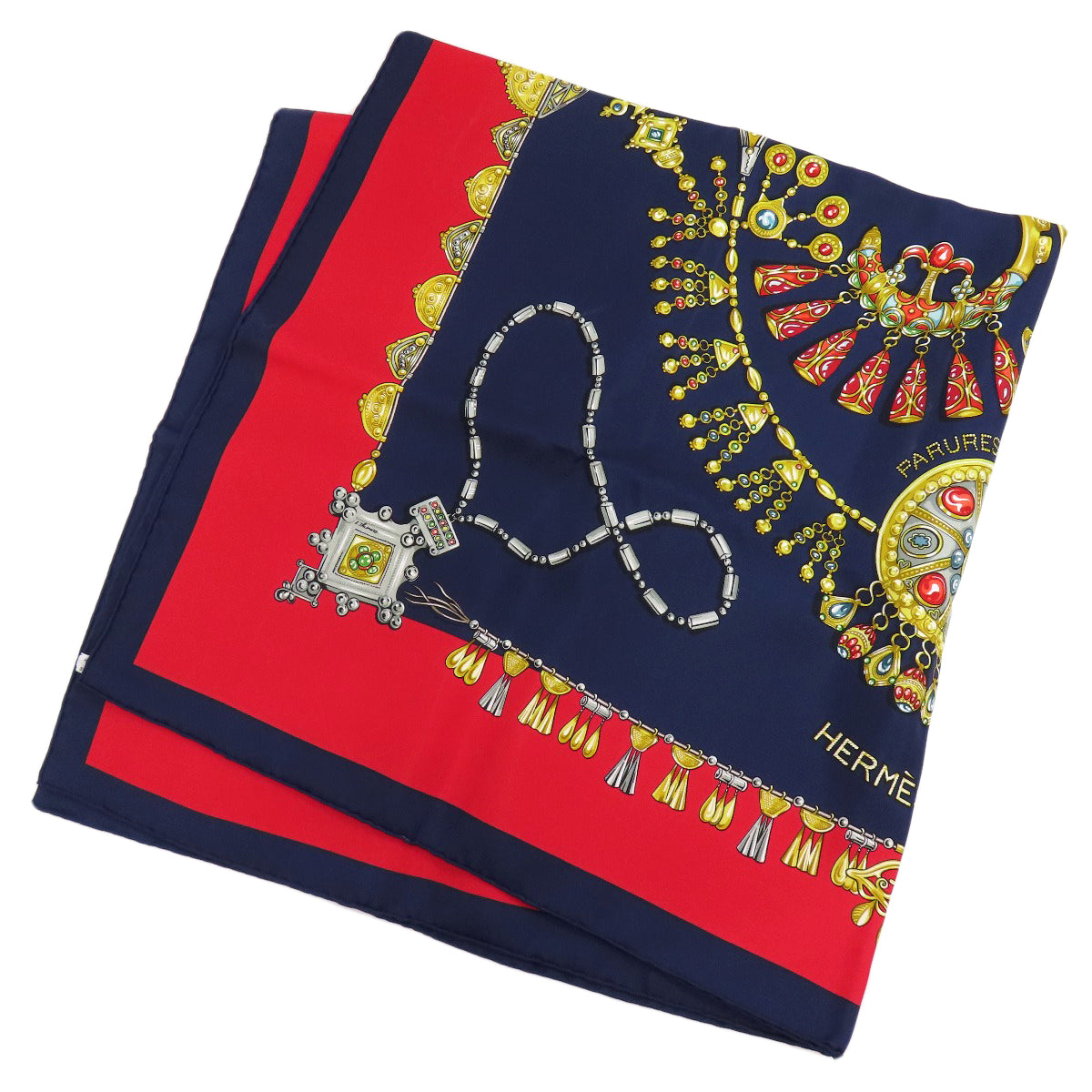 HERMES scarf silk Navy Carre90 Women  d