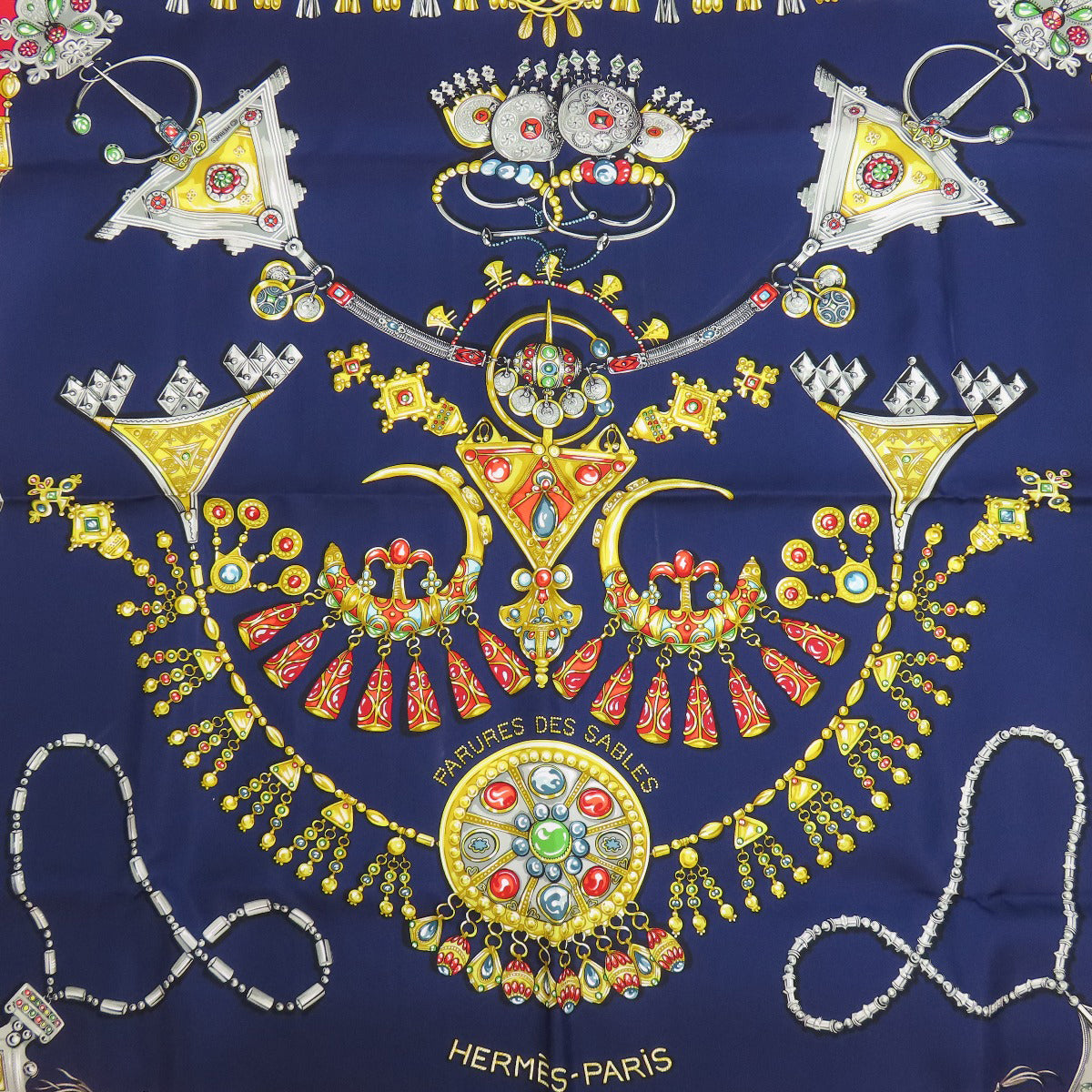 HERMES scarf silk Navy Carre90 Women  d