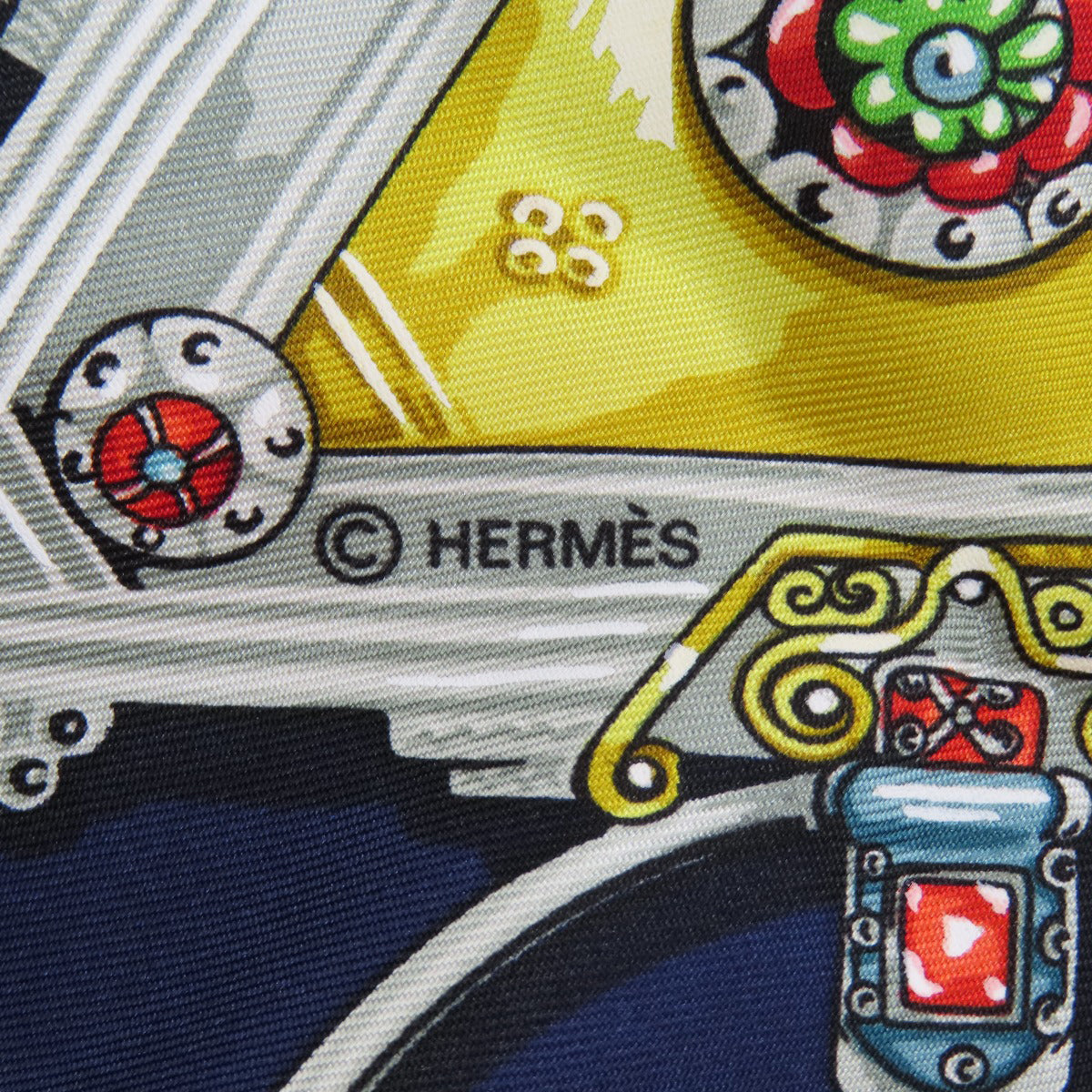 HERMES scarf silk Navy Carre90 Women  d