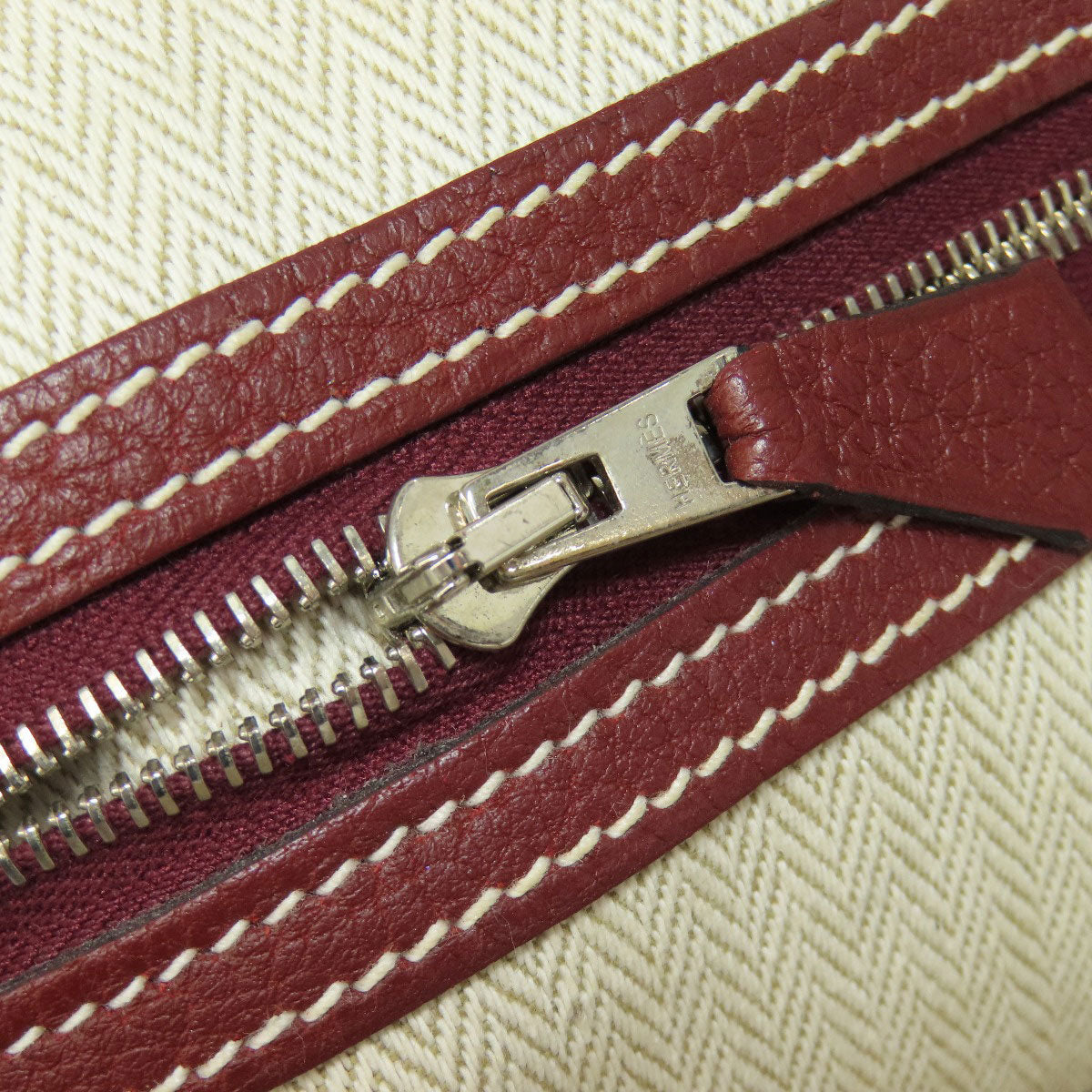 HERMES Tote Bag Taurillon Clemence Red Garden Party PM SilverMetal Women  d