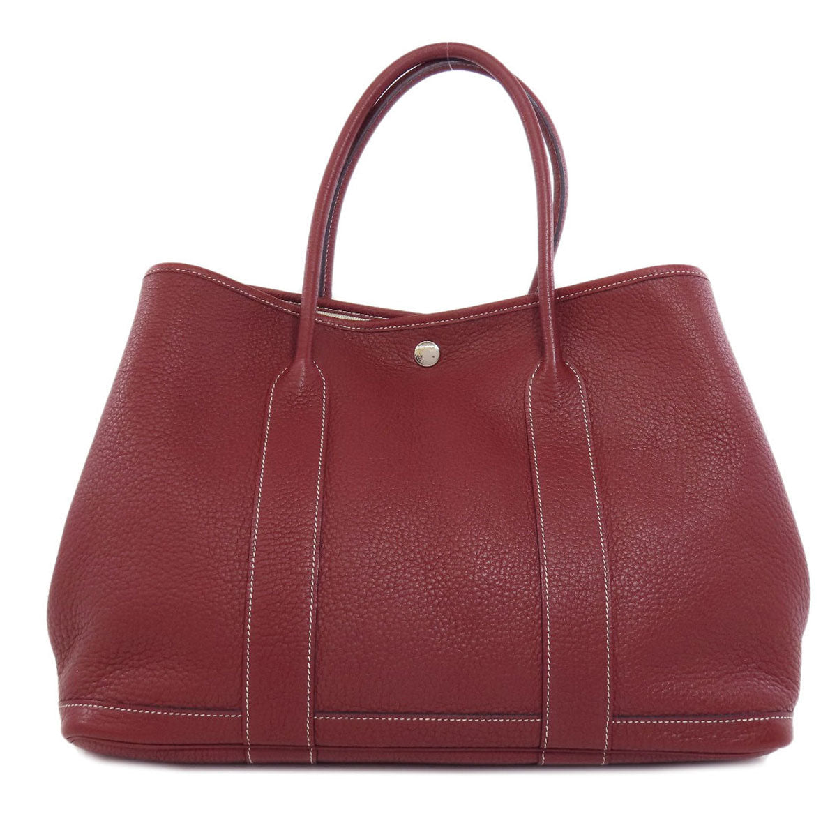 HERMES Tote Bag Taurillon Clemence Red Garden Party PM SilverMetal Women  d