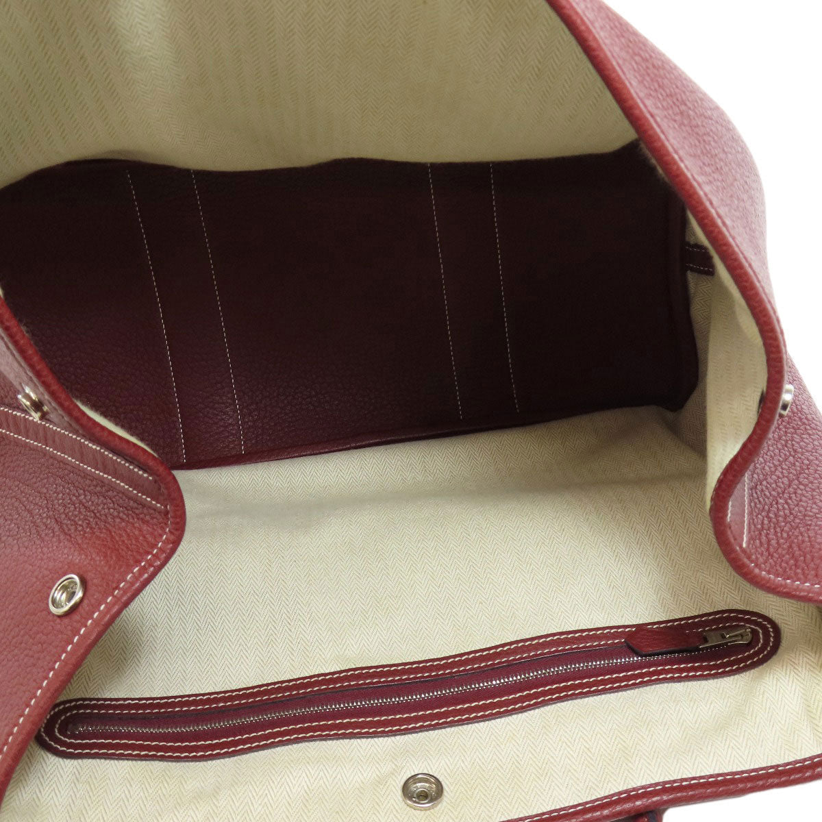 HERMES Tote Bag Taurillon Clemence Red Garden Party PM SilverMetal Women  d