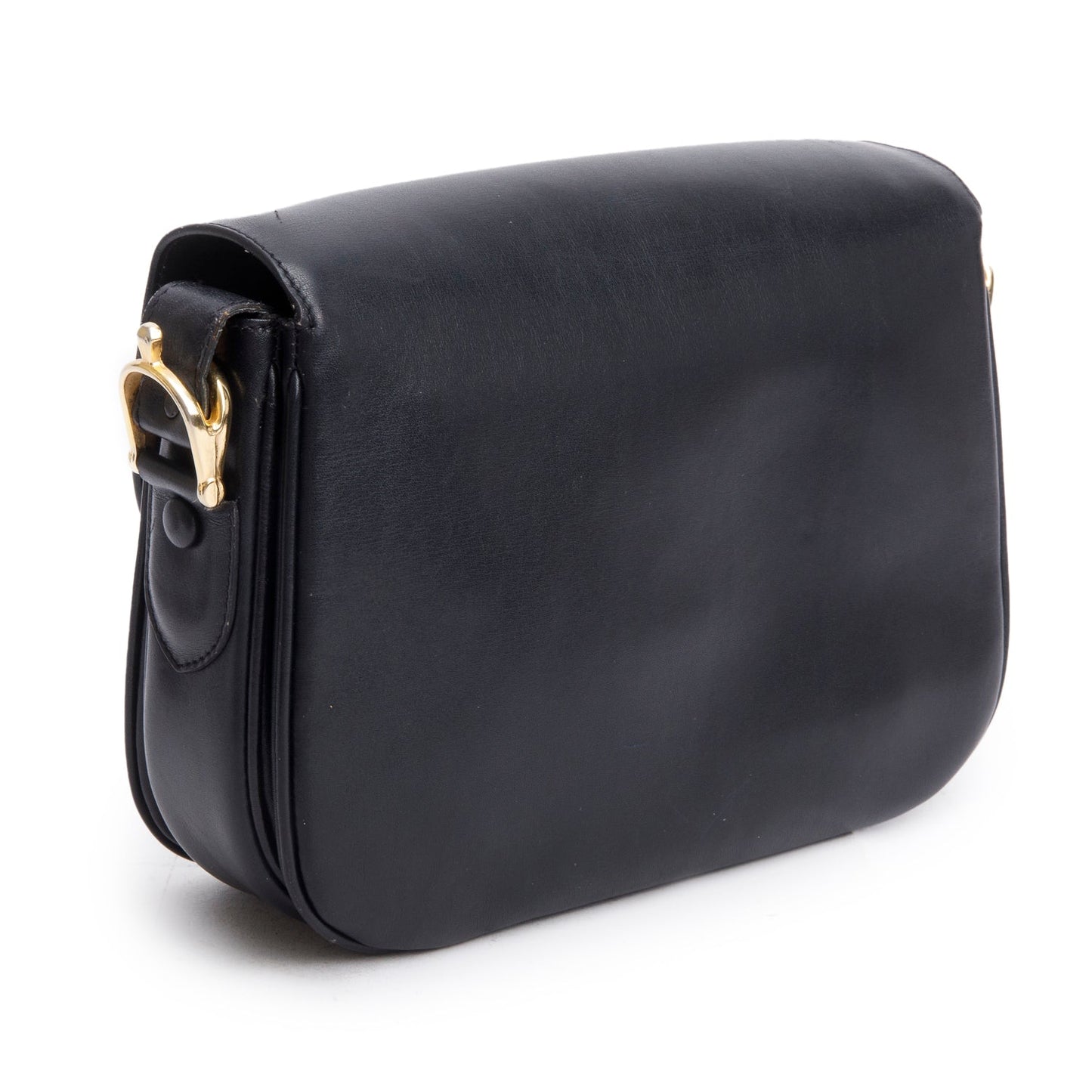 Celine   Black Leather Horse Carriage Shoulder Bag