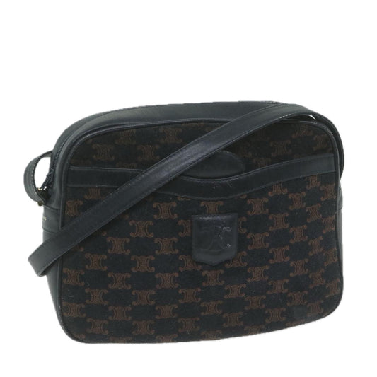 Luxury CELINE Macadam Canvas Shoulder Bag Navy  65782