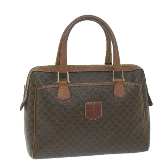 Luxury CELINE Macadam Canvas Boston Bag PVC Brown  65783
