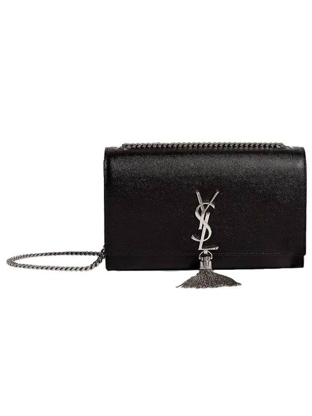 Luxury Saint Laurent Trending 2025 Kate Silver Tassel Chain Shoulder Bag Black