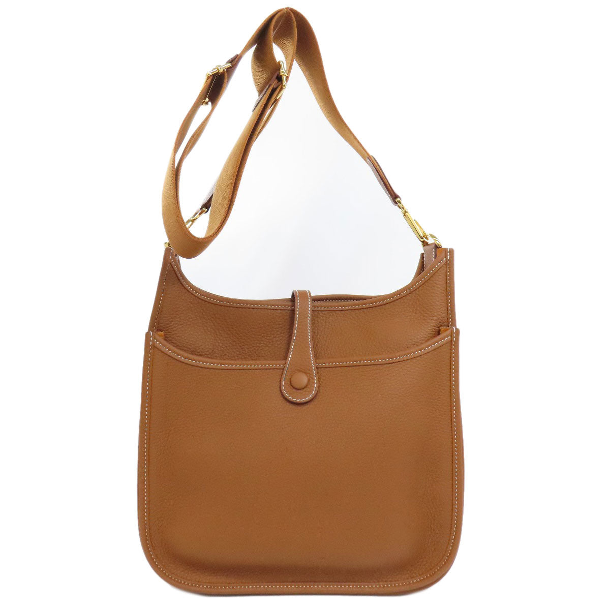 HERMES Shoulder Bag Taurillon Clemence Brown Evelyn 3 PM Gold Metal Women  d