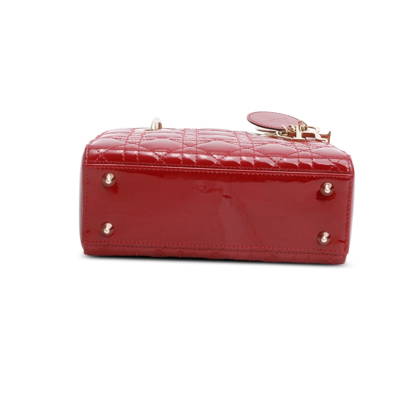 Christian Dior 2022 Red Patent Cannage Leather Small Lady Dior