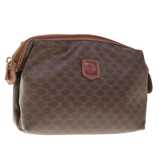 Luxury CELINE Macadam Canvas Pouch PVC Leather Brown  65907