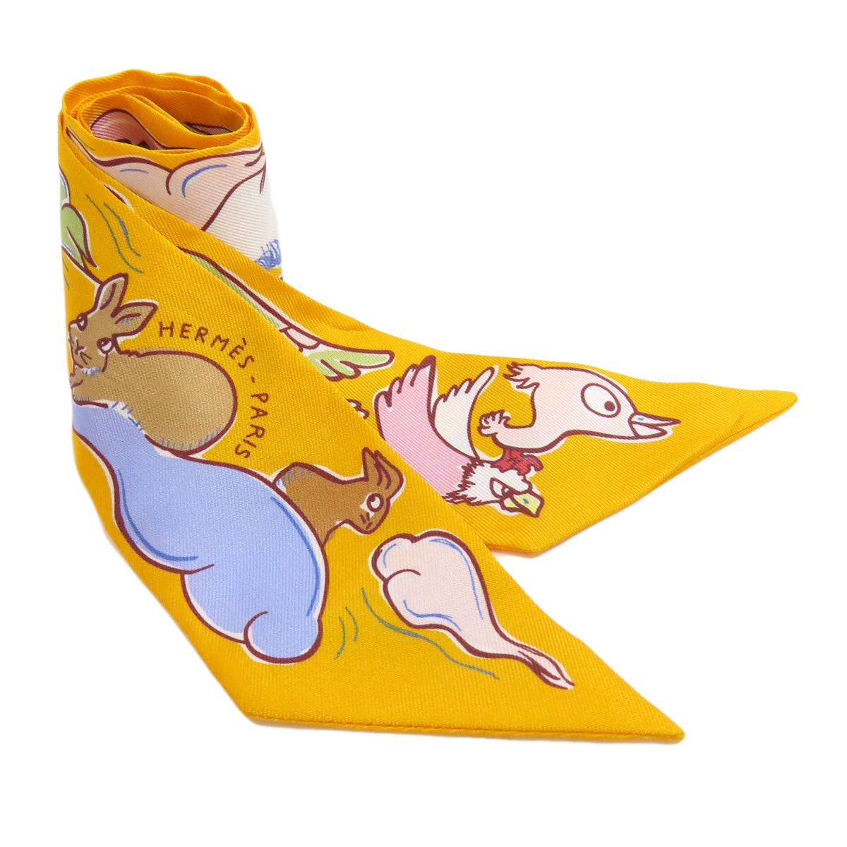 HERMES scarf silk yellow Twilly Women  d