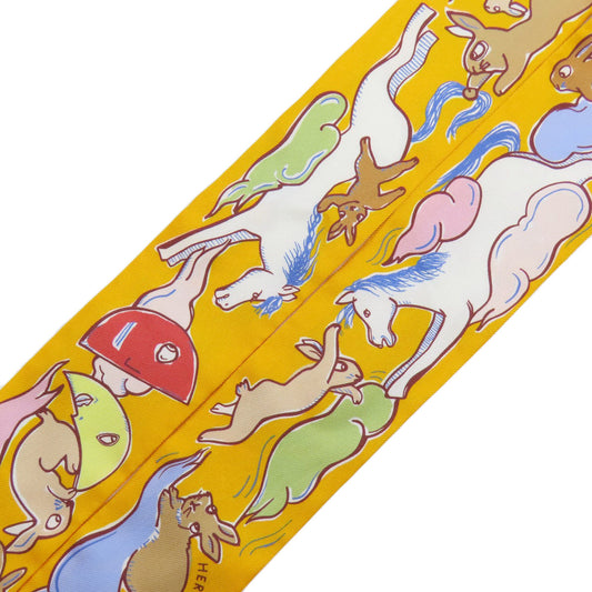 HERMES scarf silk yellow Twilly Women  d