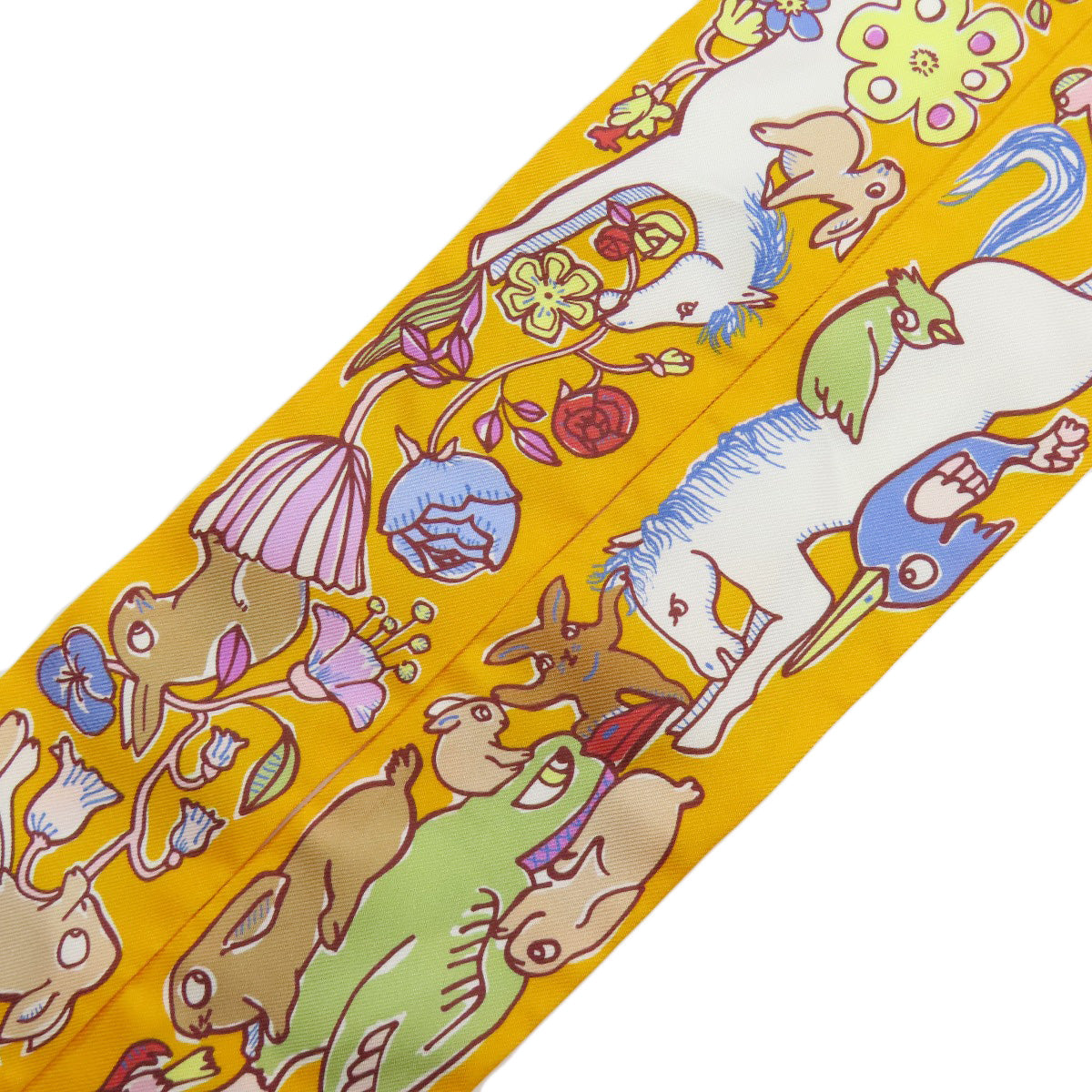 HERMES scarf silk yellow Twilly Women  d
