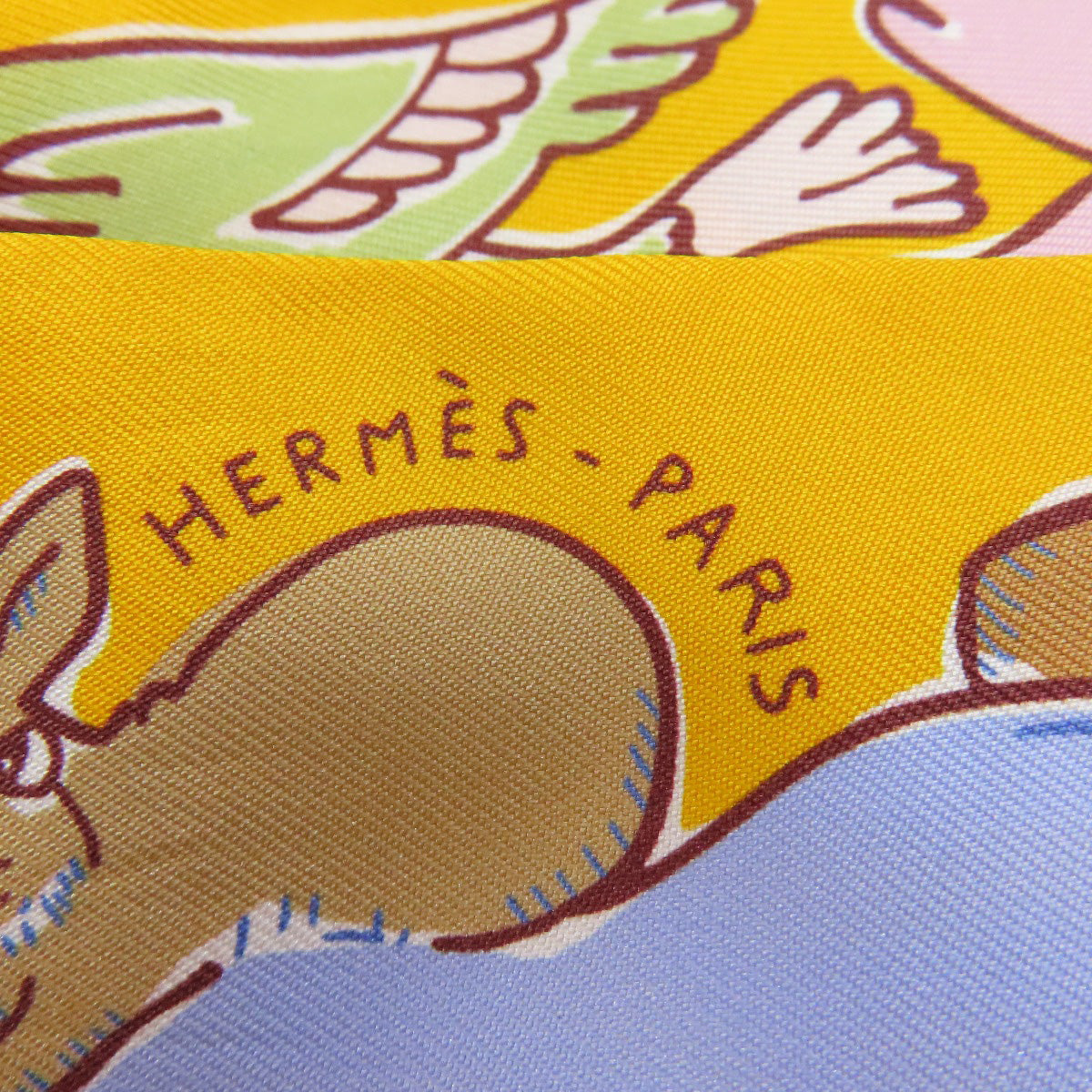 HERMES scarf silk yellow Twilly Women  d
