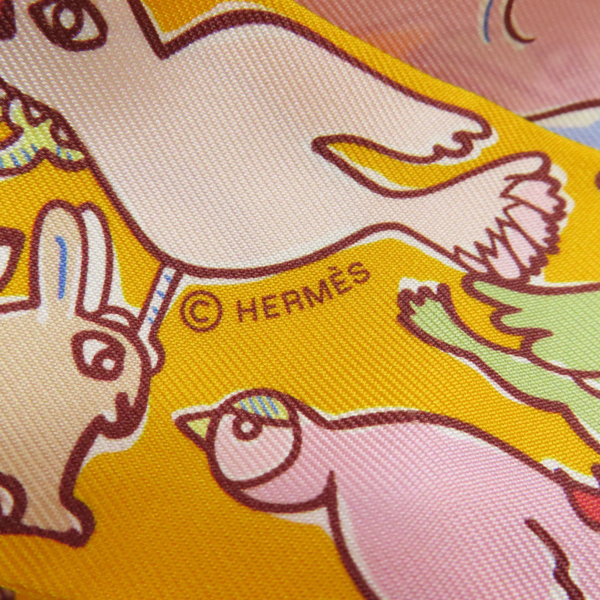 HERMES scarf silk yellow Twilly Women  d