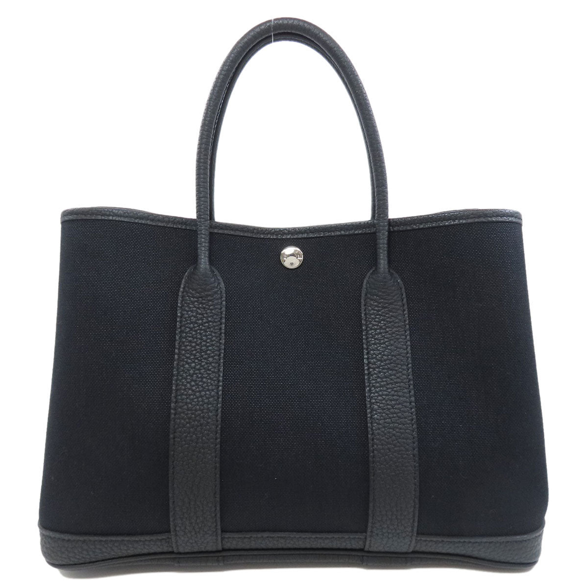 HERMES Tote Bag Toile Military, Negonda black Garden Party TPM SilverMetal Women  d