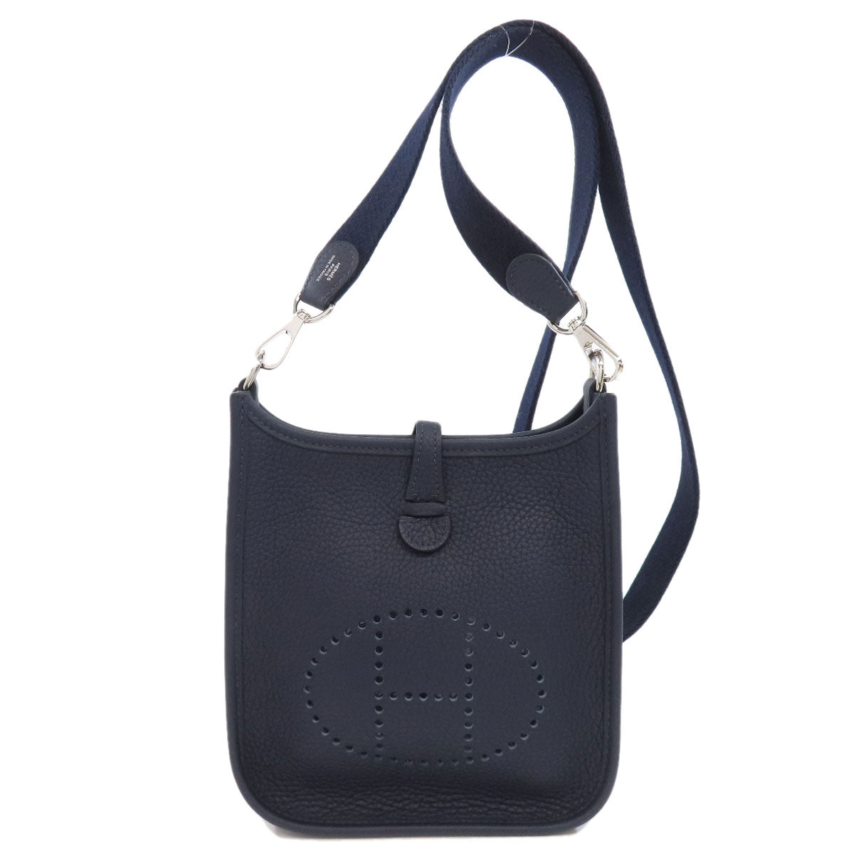 HERMES Shoulder Bag Taurillon Clemence Navy Evelyn TPM SilverMetal Women  d