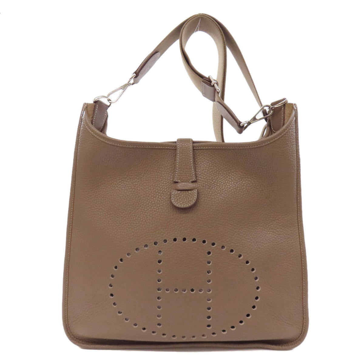 HERMES Shoulder Bag Taurillon Clemence beige Evelyn 3 GM SilverMetal Women  d