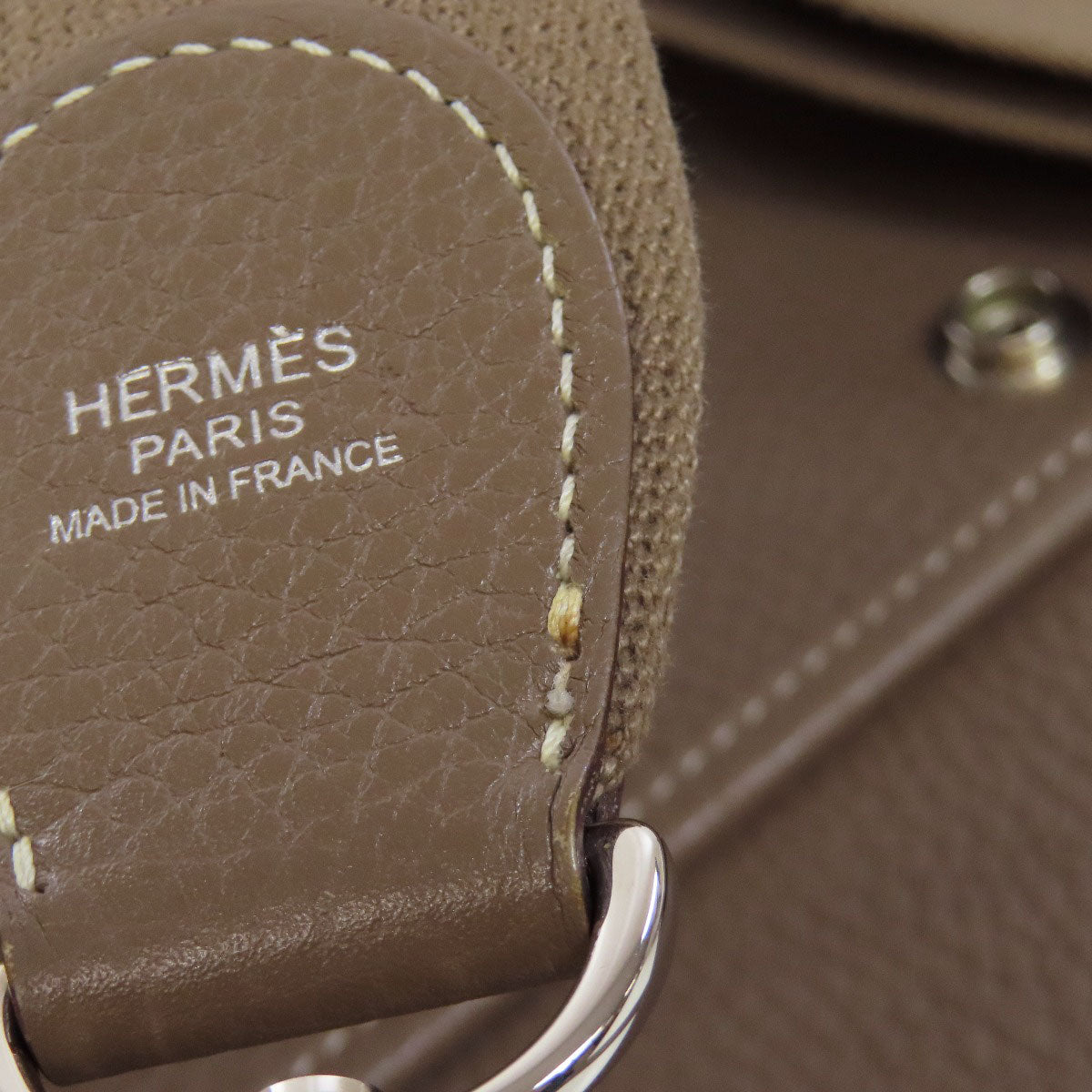 HERMES Shoulder Bag Taurillon Clemence beige Evelyn 3 GM SilverMetal Women  d