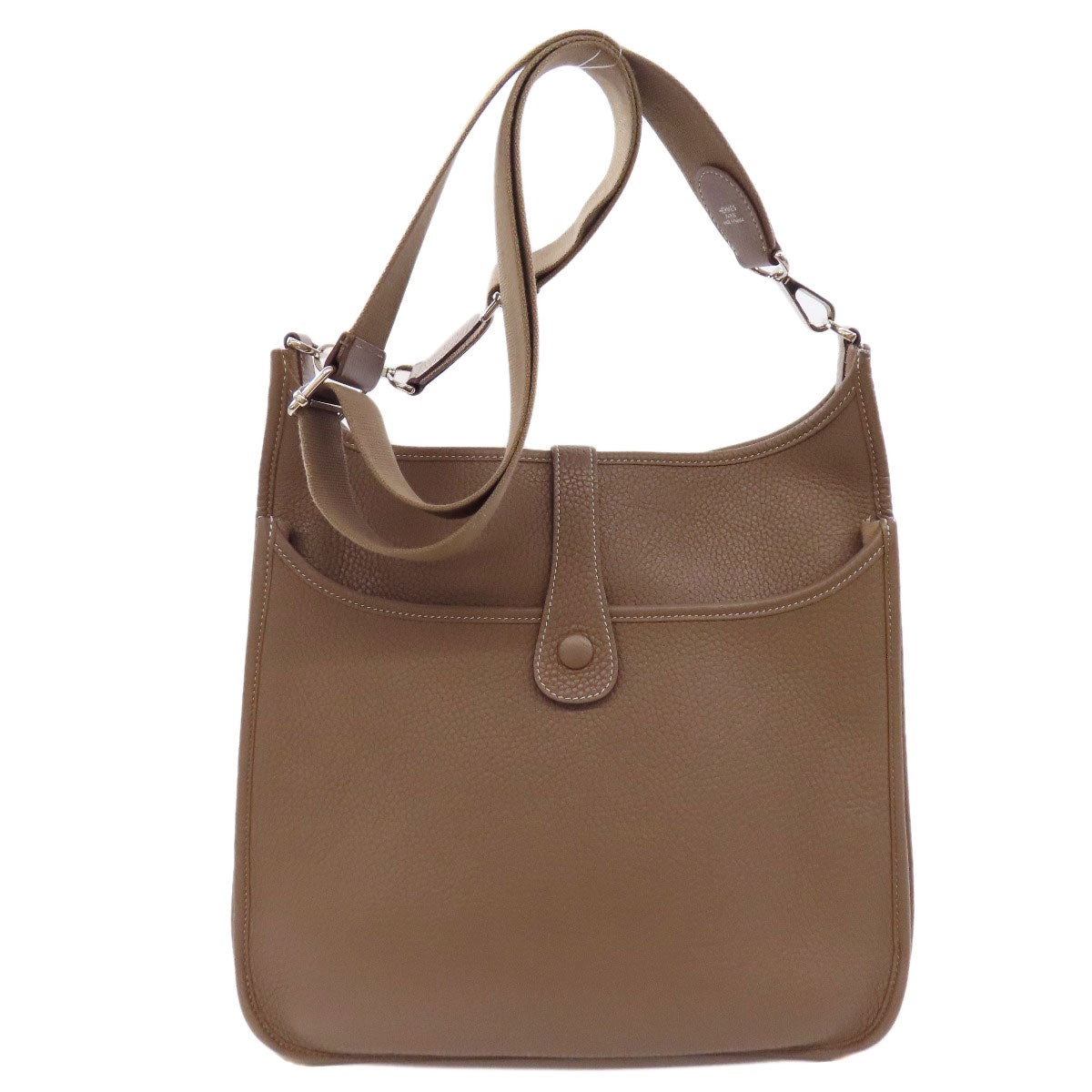 HERMES Shoulder Bag Taurillon Clemence beige Evelyn 3 GM SilverMetal Women  d