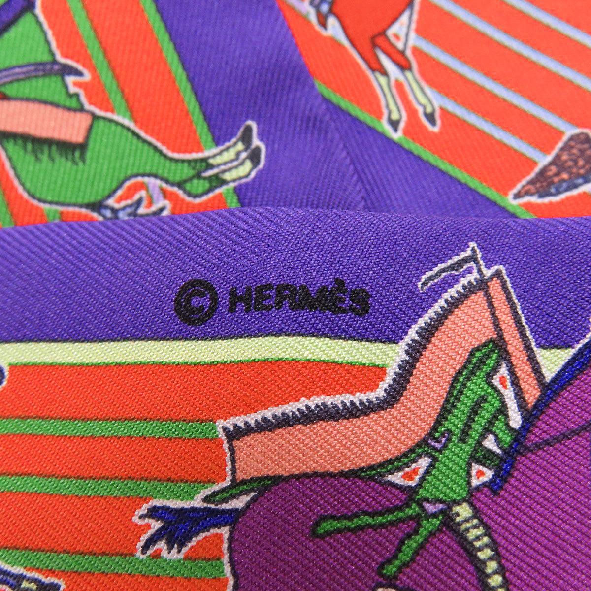 HERMES scarf silk purple Twilly Women  d
