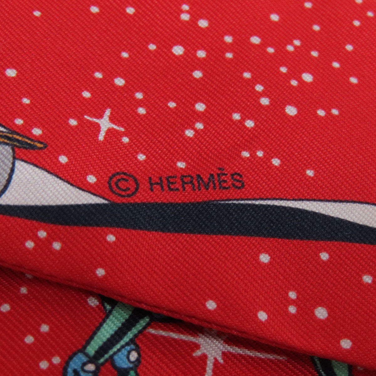HERMES scarf silk Red Twilly Women  d