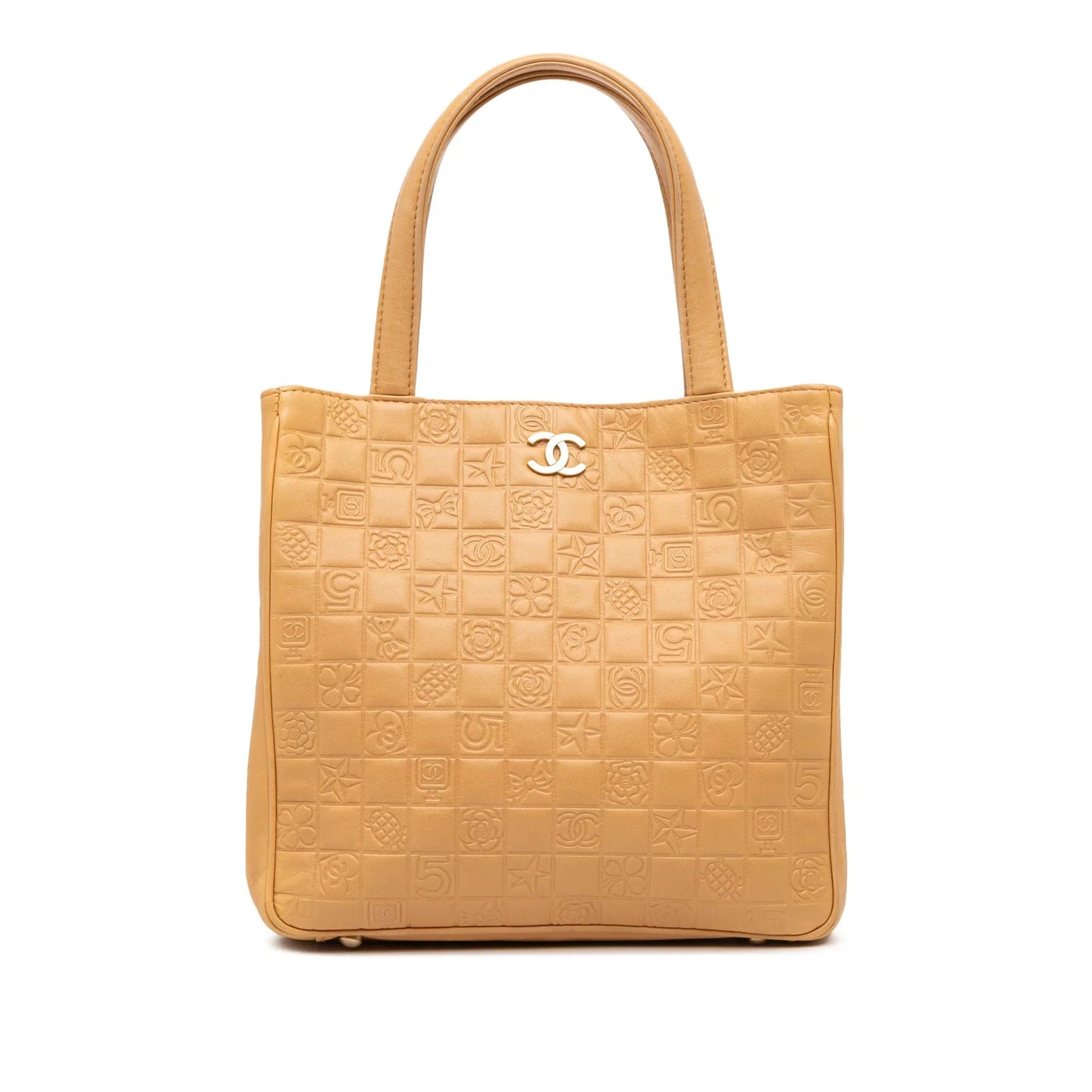 Brown Chanel CC Embossed Lambskin Precious Symbols Tote