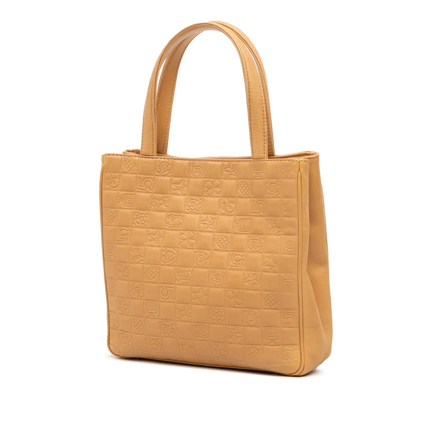 Brown Chanel CC Embossed Lambskin Precious Symbols Tote