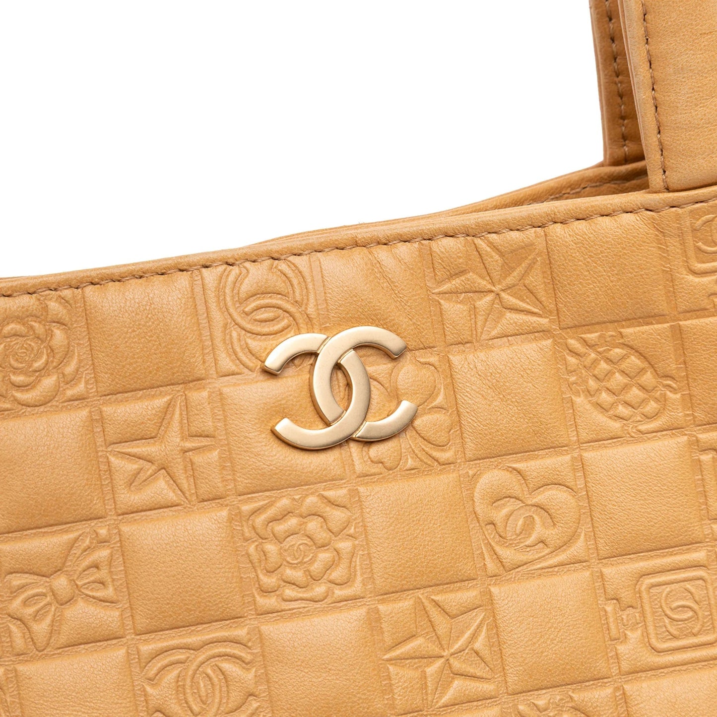 Brown Chanel CC Embossed Lambskin Precious Symbols Tote