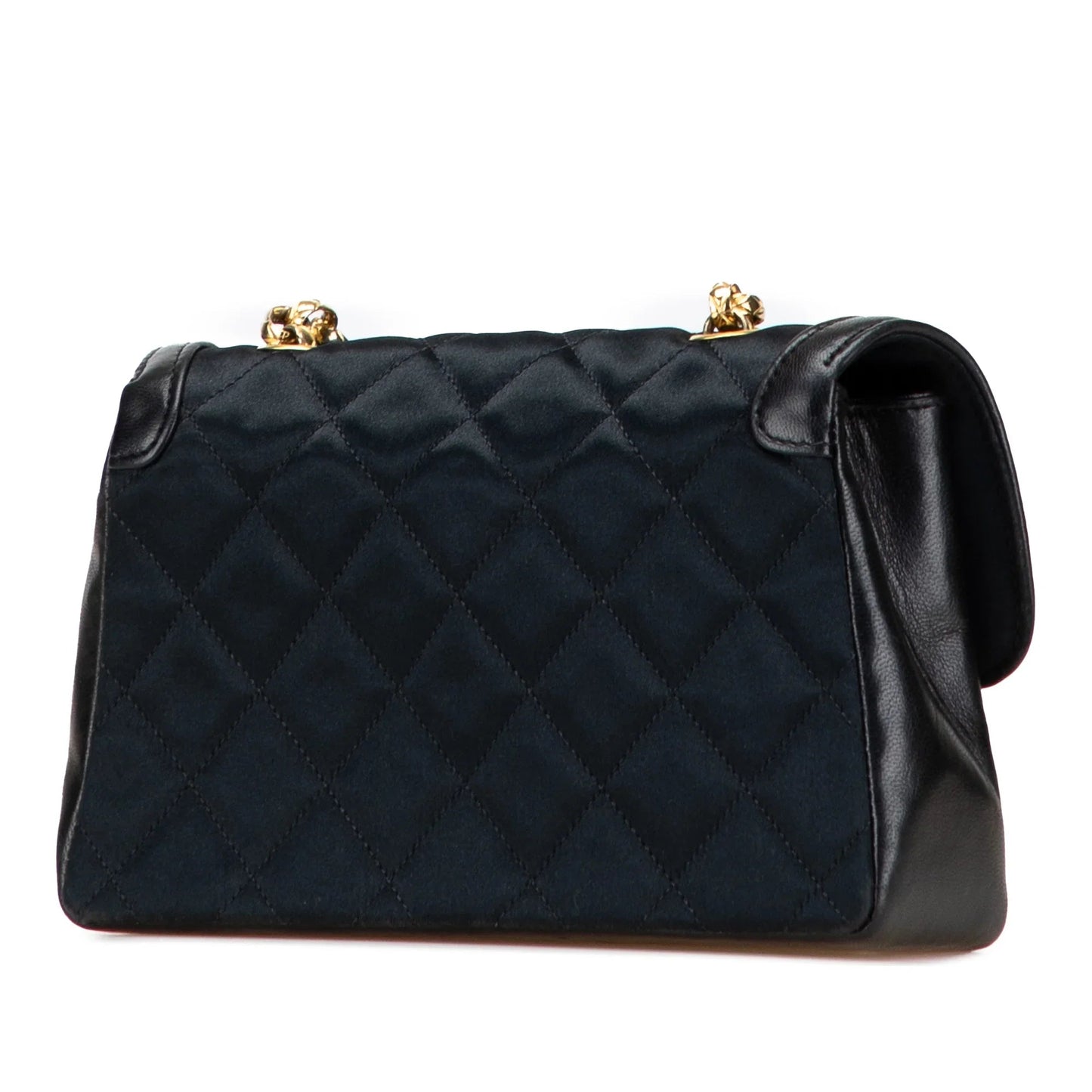 Black Chanel CC Quilted Satin Bijoux Chain Single Flap Crossbody Bag