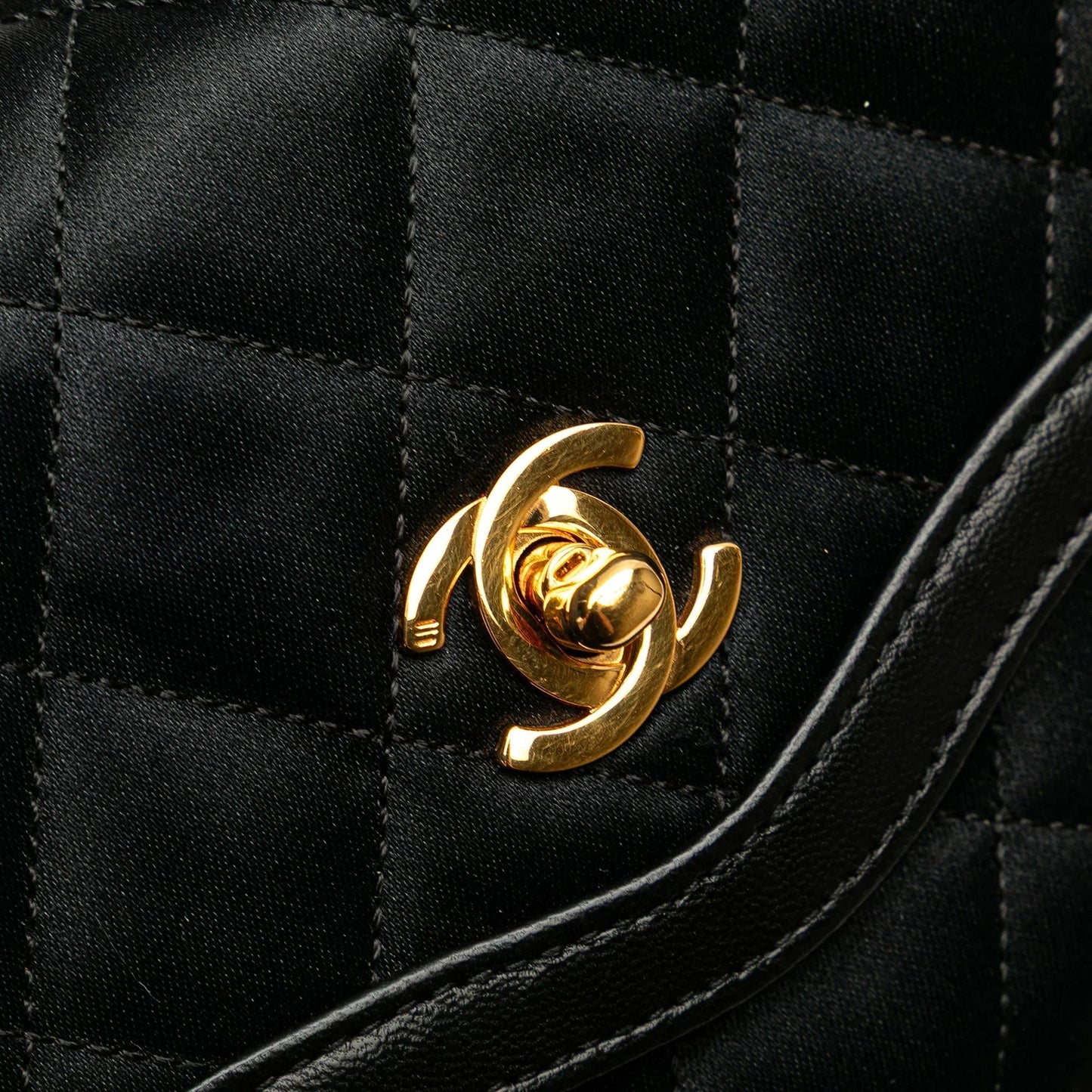 Black Chanel CC Quilted Satin Bijoux Chain Single Flap Crossbody Bag