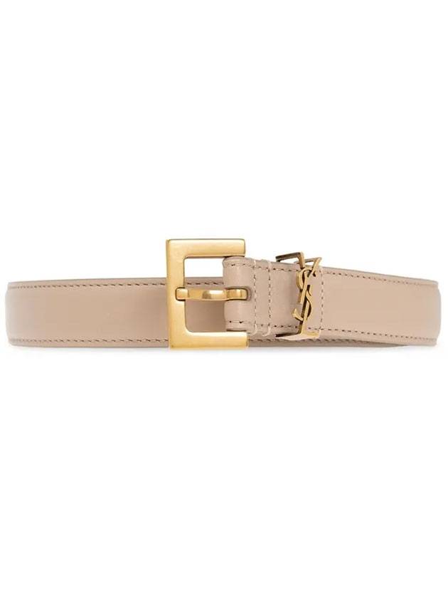 Luxury Saint Laurent Trending 2025 Monogram Square Leather Belt Beige