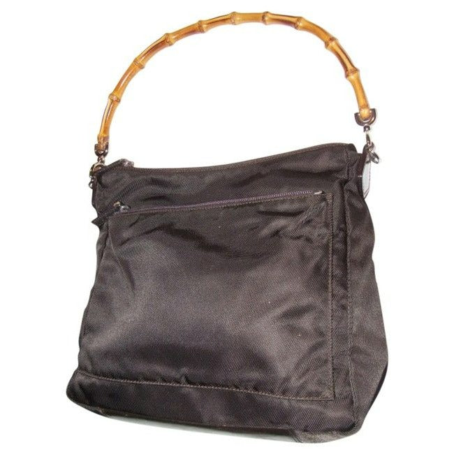 Gucci   Brown Canvas And Leather With A Bamboo Handle Accents Satchel