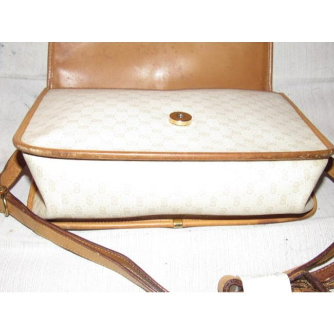 Gucci   Beige With Camel Small G Logo And Red Green Stripe Leather Coated Canvas