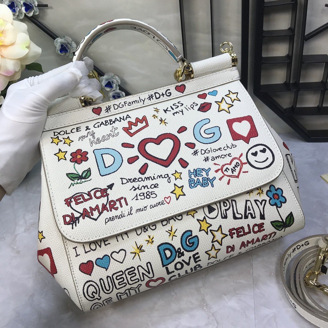 Top Quality MeTop Qualityum Sicily Handbag Unique Print Motifs Muticolour For Women 10.2in/26cm Top Quality